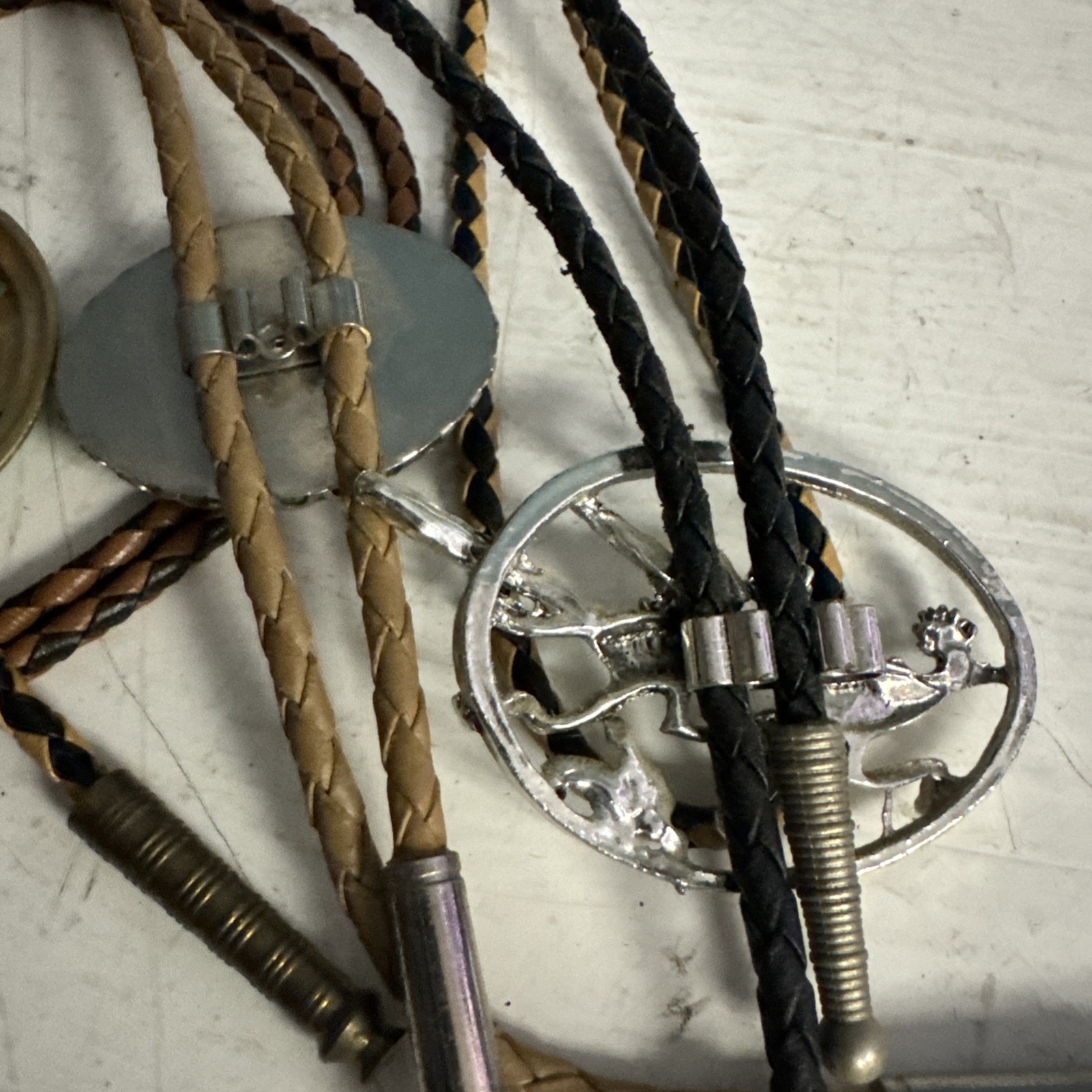 VINTAGE LOT 4 Women’s BOLO Faux LEATHER FABRIC Natural Stones +