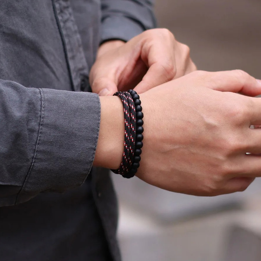 2PCS Handmade Paracord Bracelet Set for Men – Adjustable Summer Nautical Style