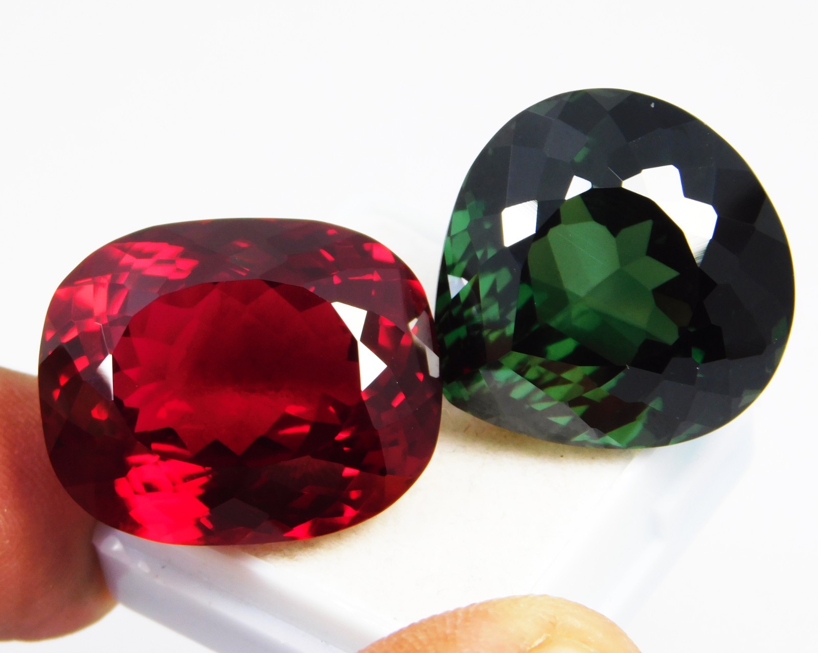 Certified PIGEON BLOOD RED Ruby / GREEN SAPPHIRE 97.70 Ct Natural Exclusive Pair