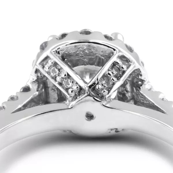Side Stone Engagement Ring Halo 18K Gold 2 Carat Round Lab-Grown Diamond D SI1