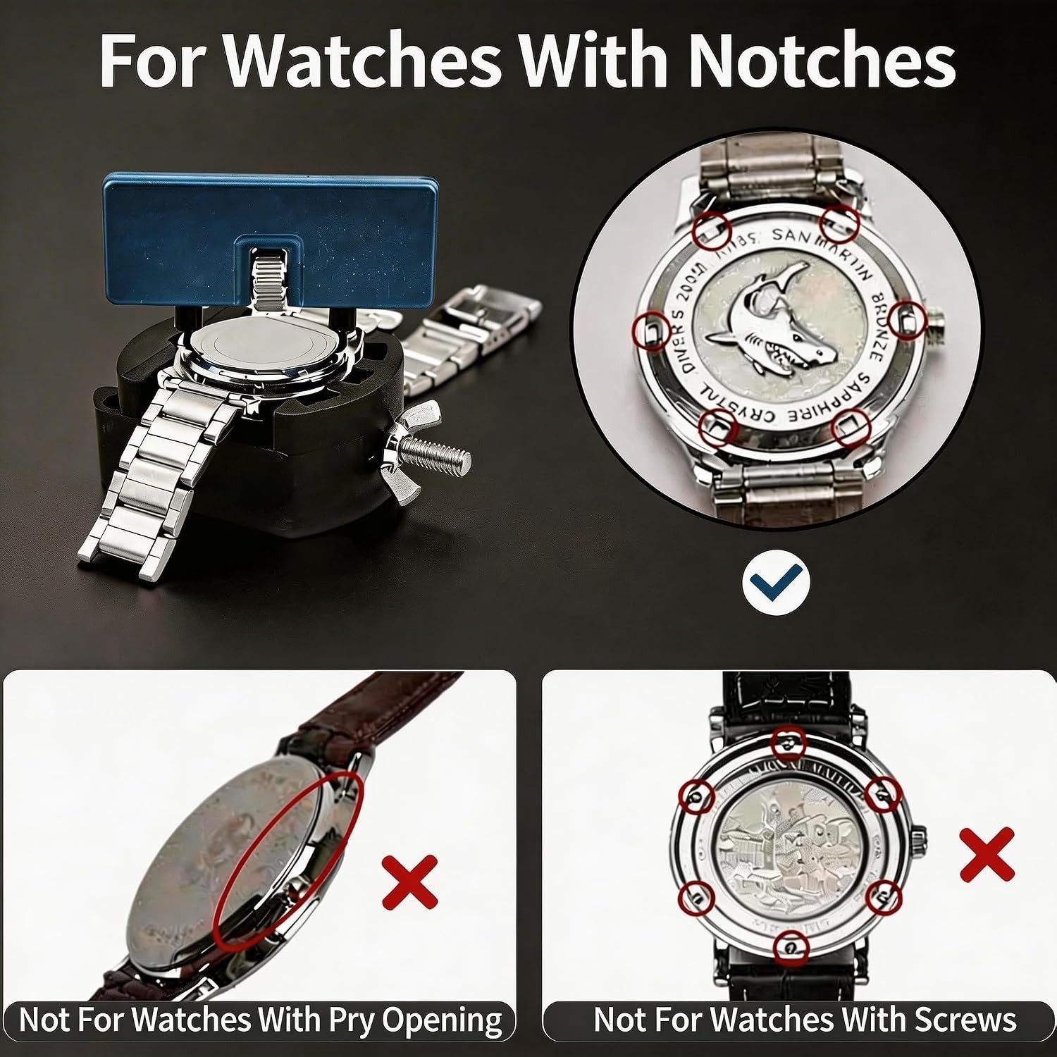 Universal Watch Repair Kit: Case Holder, Spring Bar Tool & Tweezers for Home Use