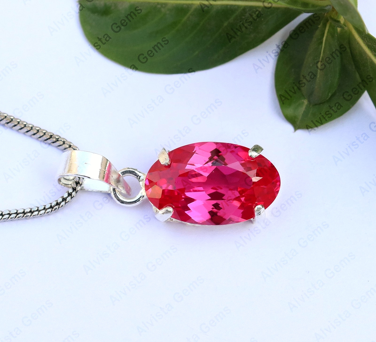 AAA+ Natural Pink Ruby 925 Solid Silver Pendant Oval Certified Gemstone 12.45 Ct