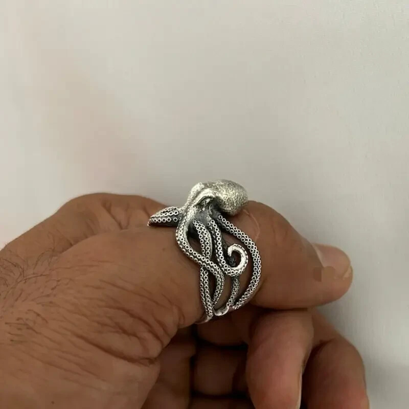 Elegant 925 Sterling Silver Unique Fashion Jewelry Charms Octopus Ring Size 10