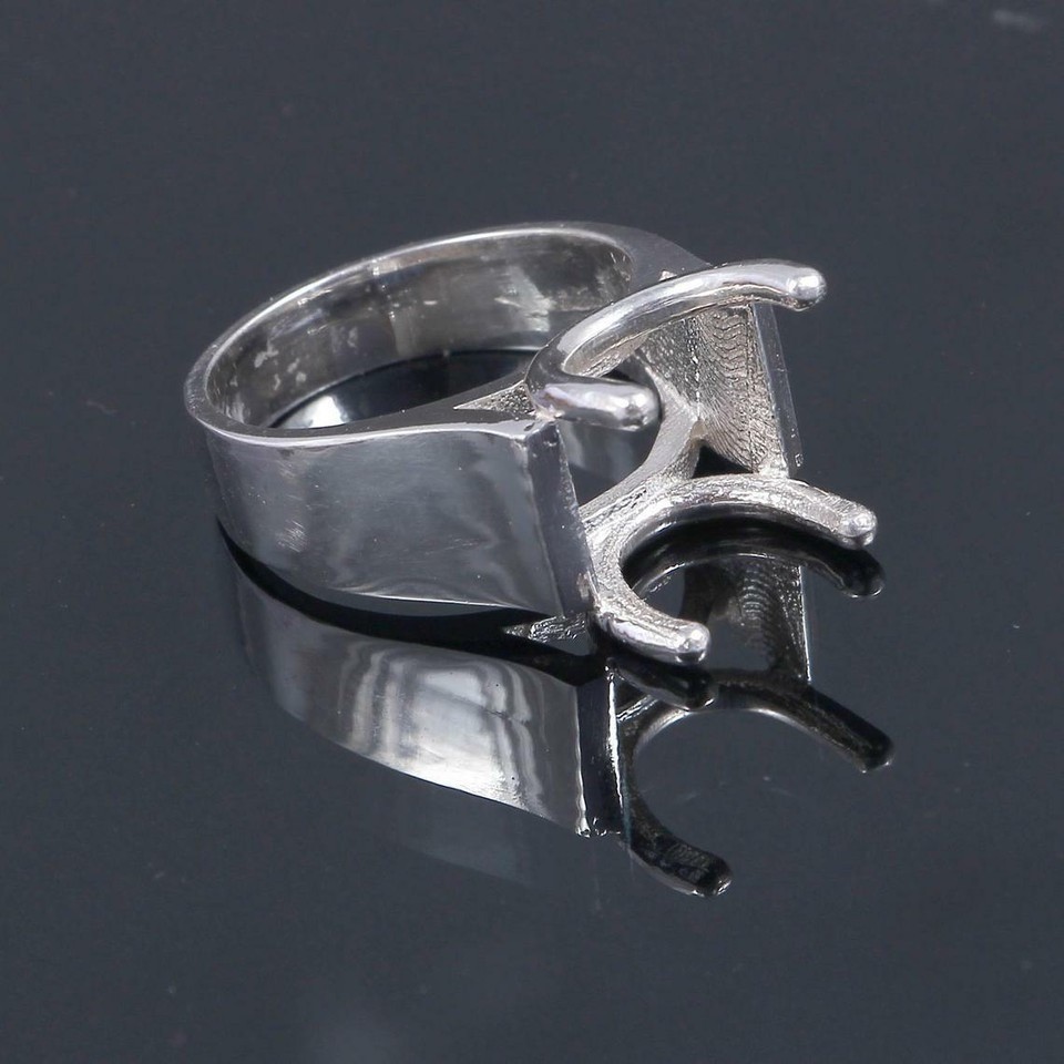 925 Sterling Silver Men’s Oval Ring Setting 12×16 mm Heavy Ring Mount Blank