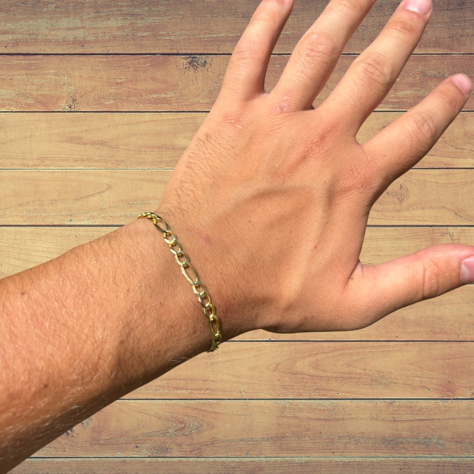 5mm Figaro Bracelet Link – Real Solid 925 Sterling Silver Or 14k Gold Vermeil
