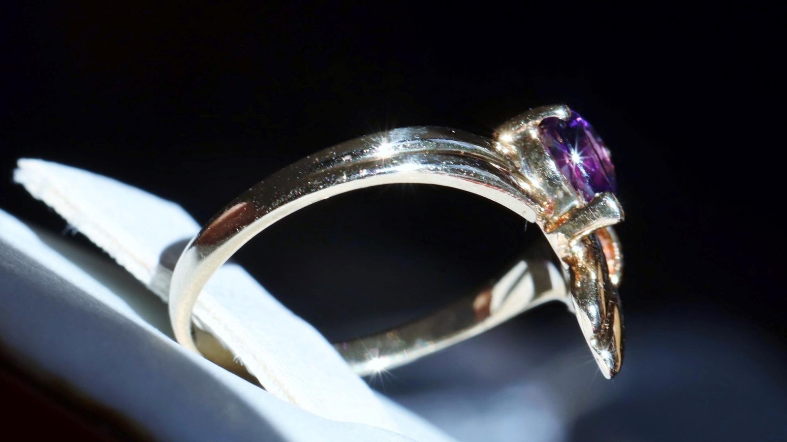 14k yellow gold ring 0.40ct amethyst heart solitaire size 5 vintage 1.95g N2695S