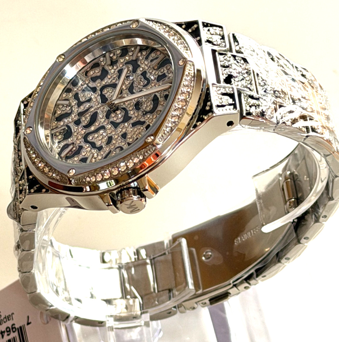 MICHAEL KORS MK7408 Lennox Animal Pavé SILVER-Tone Ladies Watch BNWT G/Box $550