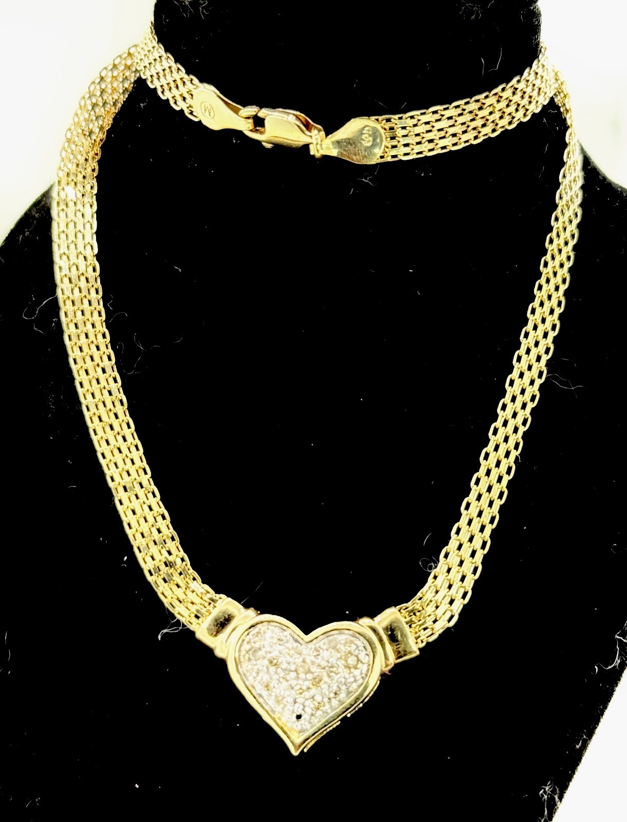 Estate MIDAS 14K Gold .50Cttw Diamond Heart Pendant Necklace 16″, 9.3g approx