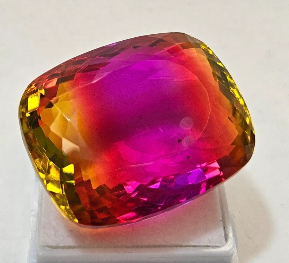 Natural Tourmaline Cushion Cut Bi-Colour 89-90Ct CERTIFIED EGL Loose Gemstone