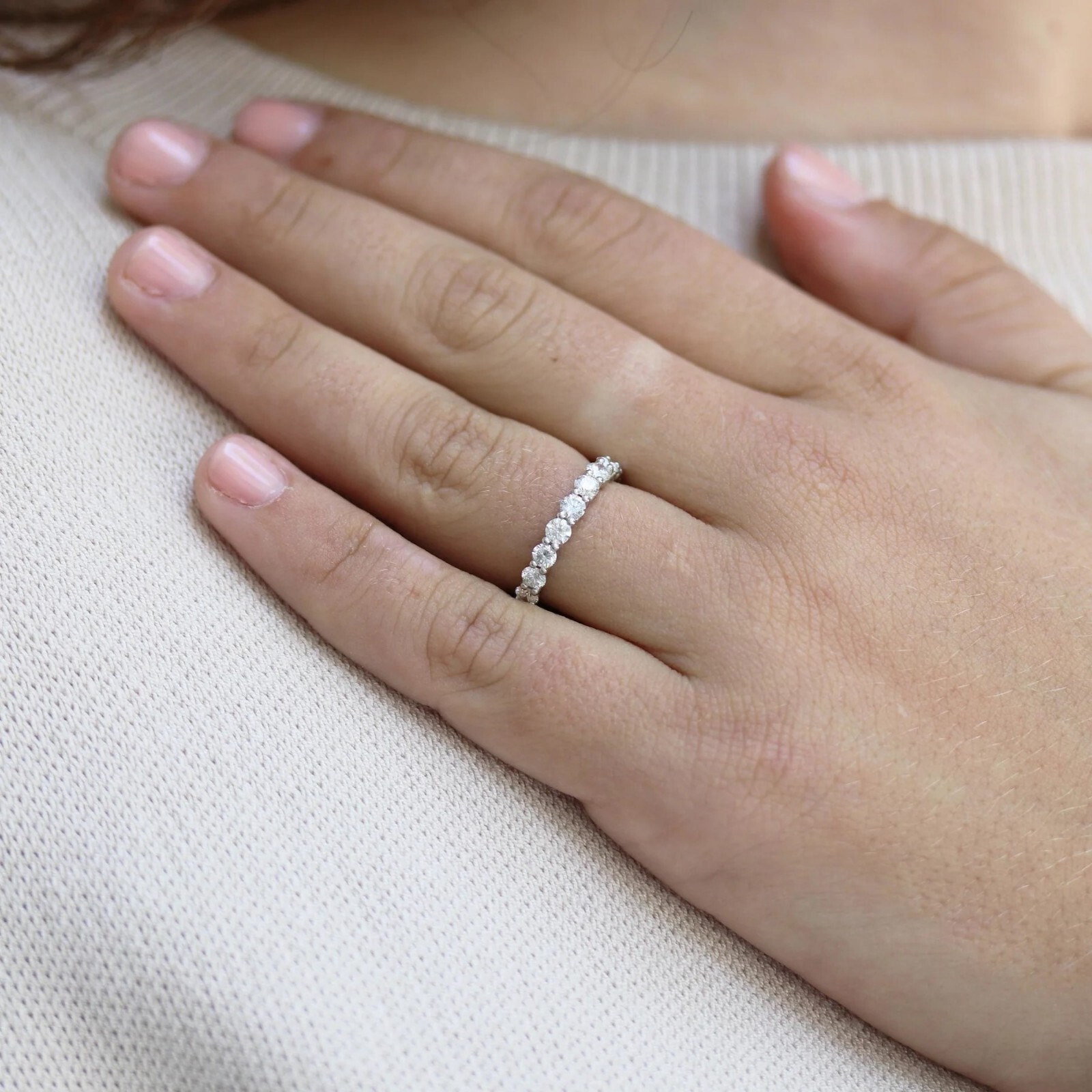 2.70 MM Round Cut Moissanite Full Eternity Matching Wedding Band, Women Band