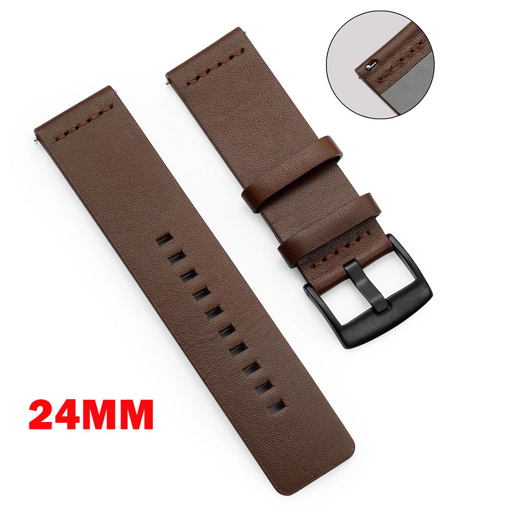 1Pc 24mm Microfiber Leather Brown Watch Band Wrist Strap Quick Release USA