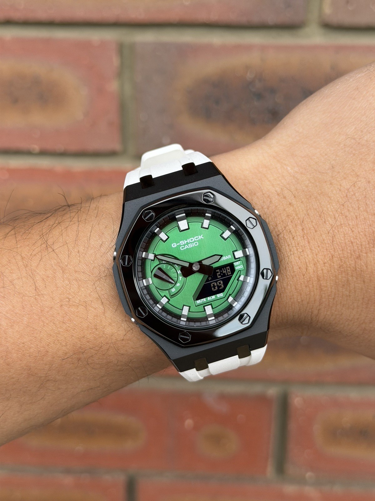 Casio G-Shock GA-2100 Custom Mod Premium SS Case With FKM Band,Polish Green