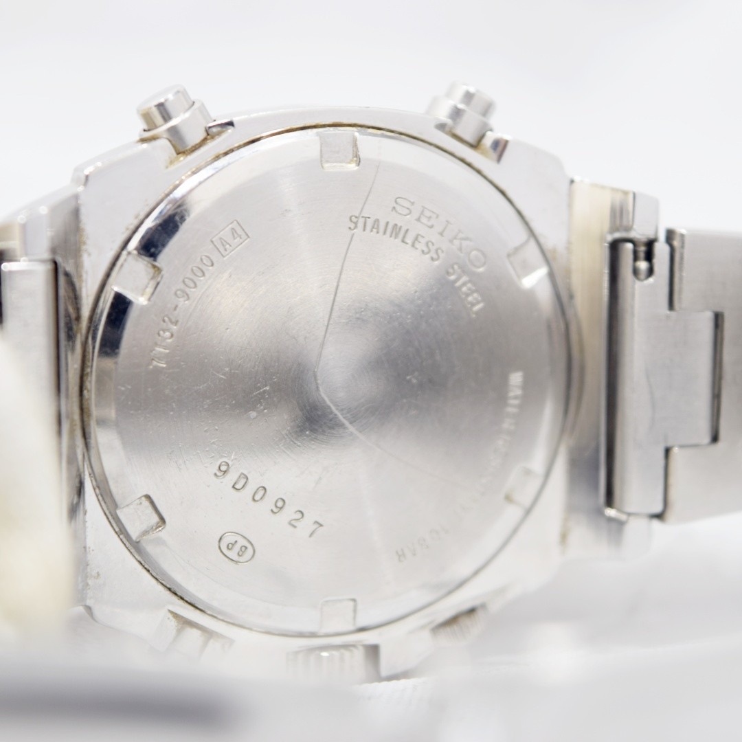 [New Glass] Vintage 1999 SEIKO SUS 7T32-9000 Chronograph Alarm Men’s Qz Watch