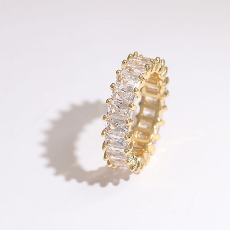 Lab Created 925 Silver Moissanite Octagon Eternity Band Stackable Ring Women