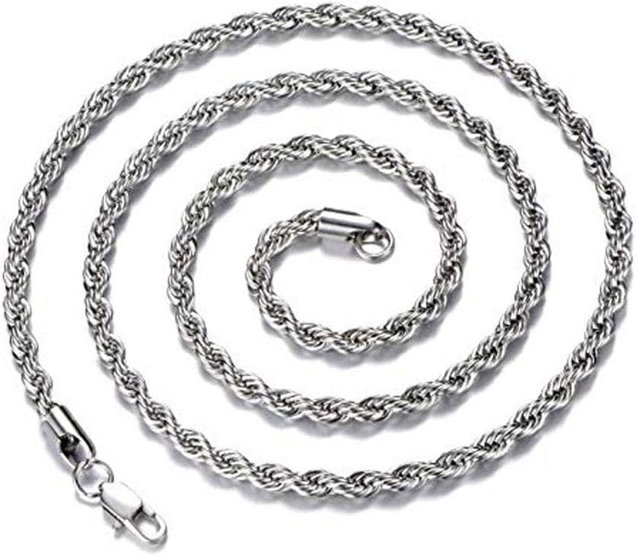 Stainless Steel Rope Chains 22 Inches 2mm Twist Rope Necklace Men Women