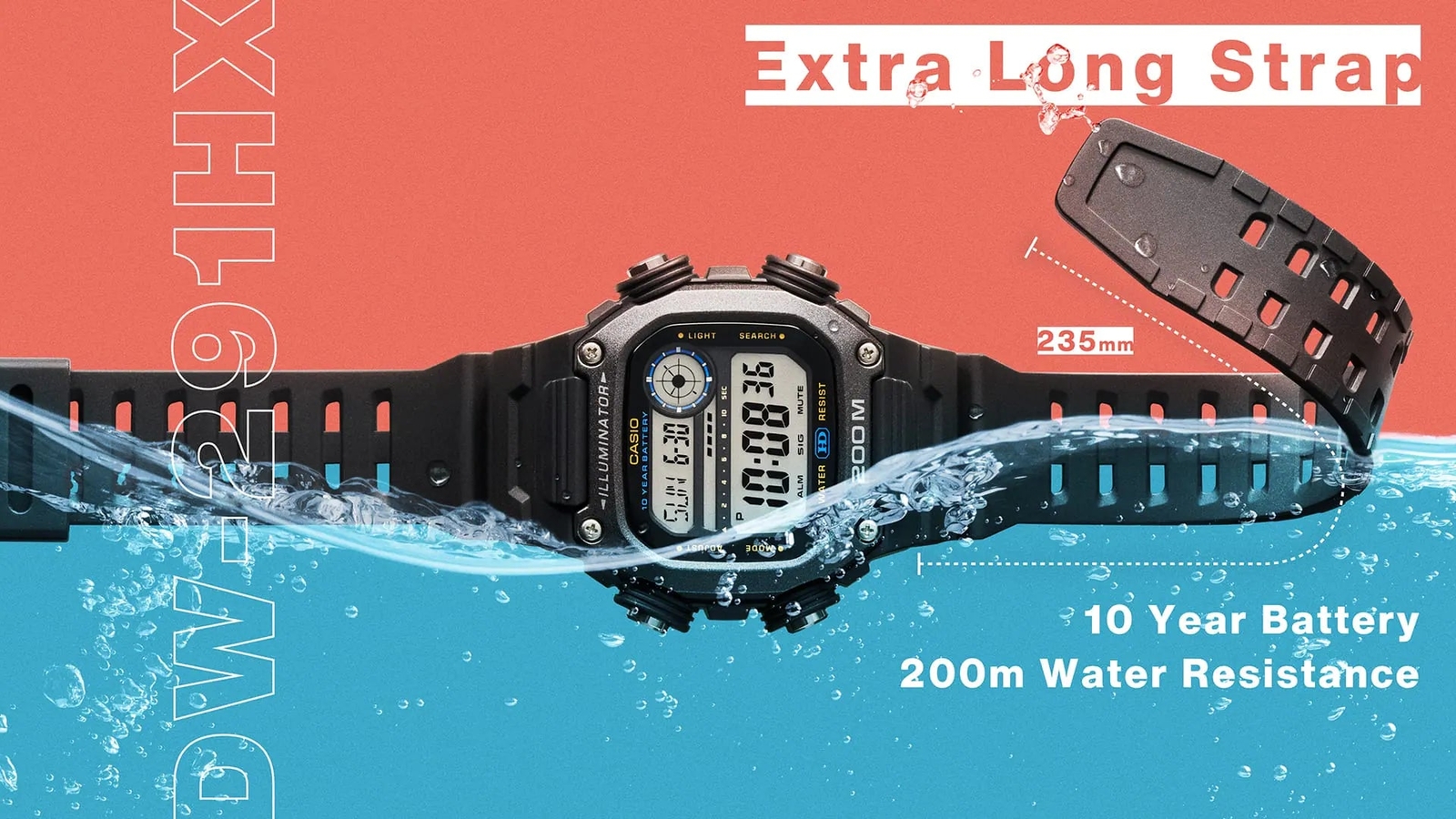 Casio DW291HX-1A Illuminator Men’s Digital Black/Gray Resin Strap Watch