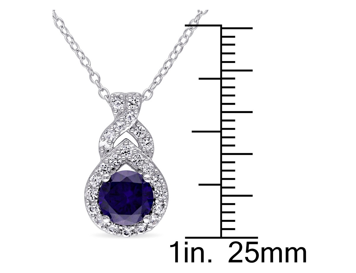 1.71 Carat (ctw) Lab-Created Blue & White Sapphire Pendant Sterling Silver