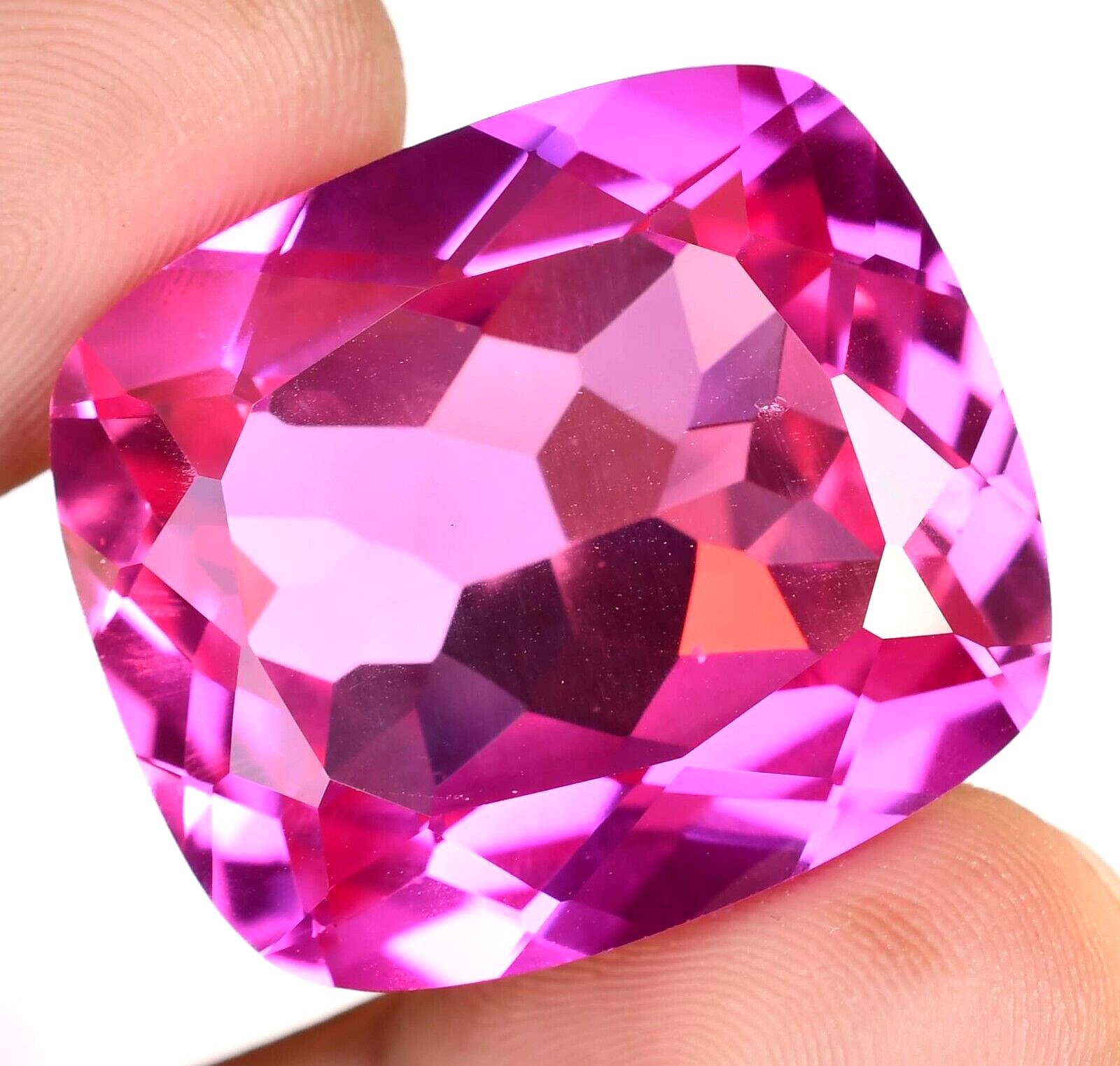 HUGE 89.95Ct Natural Mogok Pink Ruby Flawless Cushion Certified Treated Gemstone