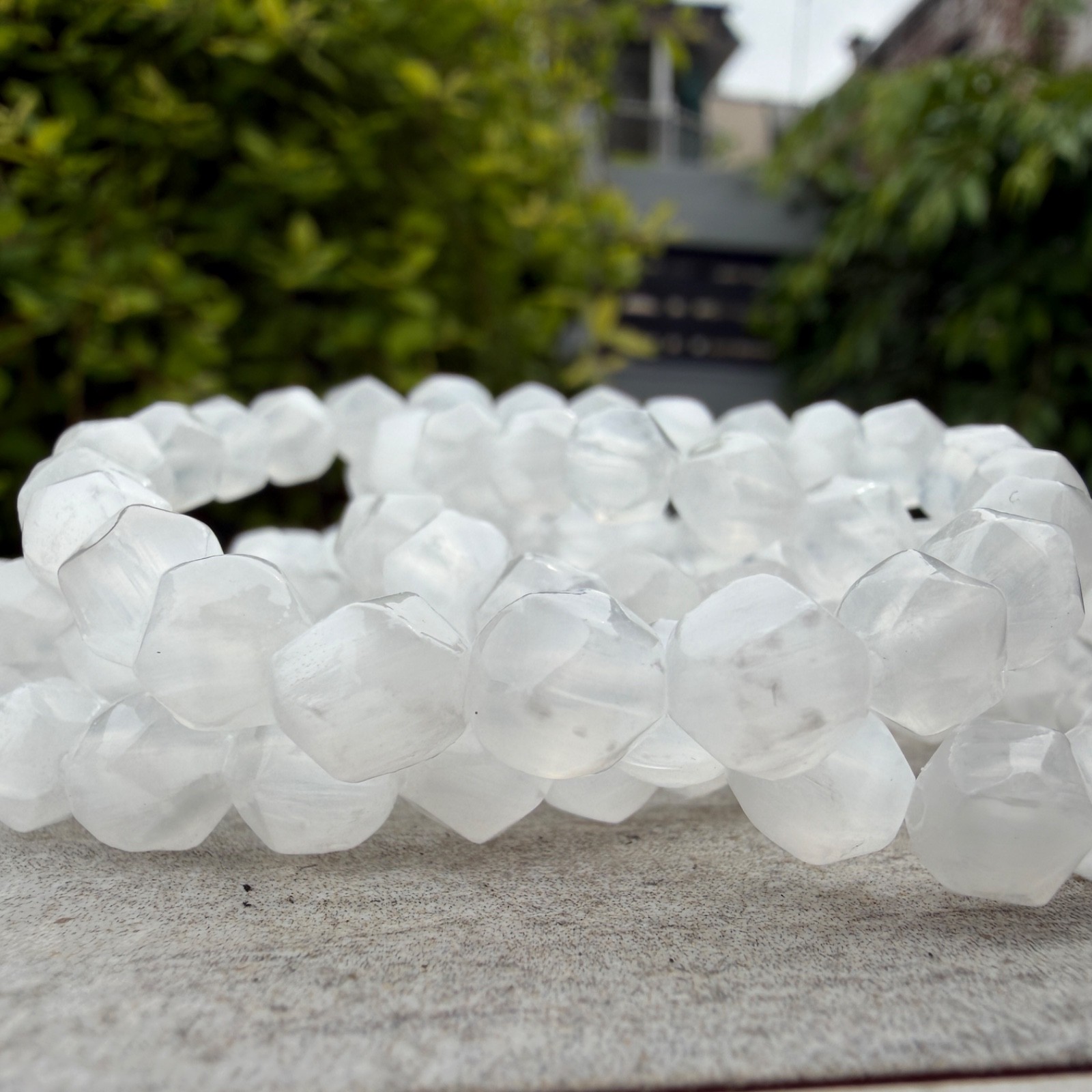 Wholesale 6 Pcs 8mm Faceted Selenite Natural Crystal Stretch Bracelet 7.5″