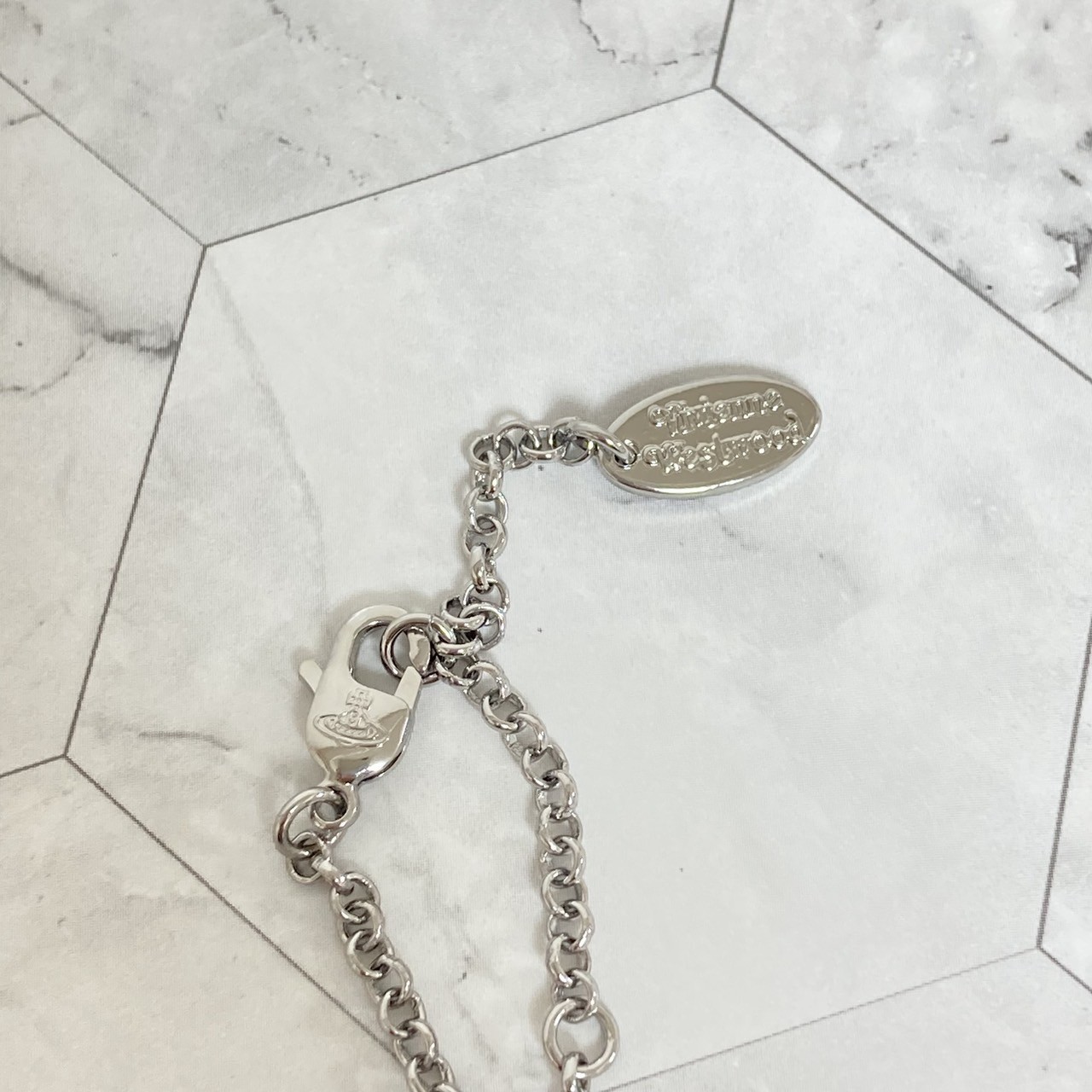 Vivienne Westwood Necklace Petite Orb Silver Clear Multi T:1.5 x 1.6 cm w/Pouch