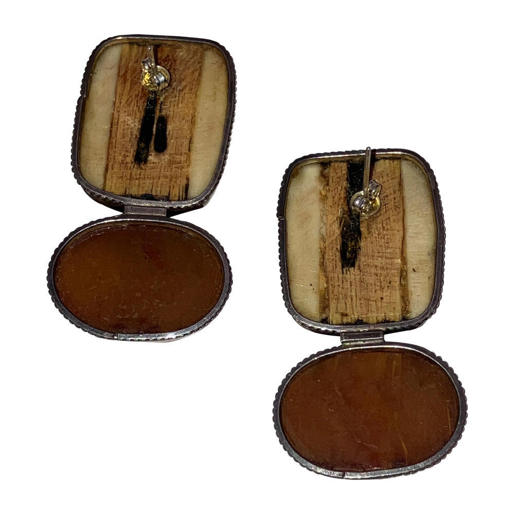 Sterling Dyed Water Buffalo Bone Cherry Amber Earrings