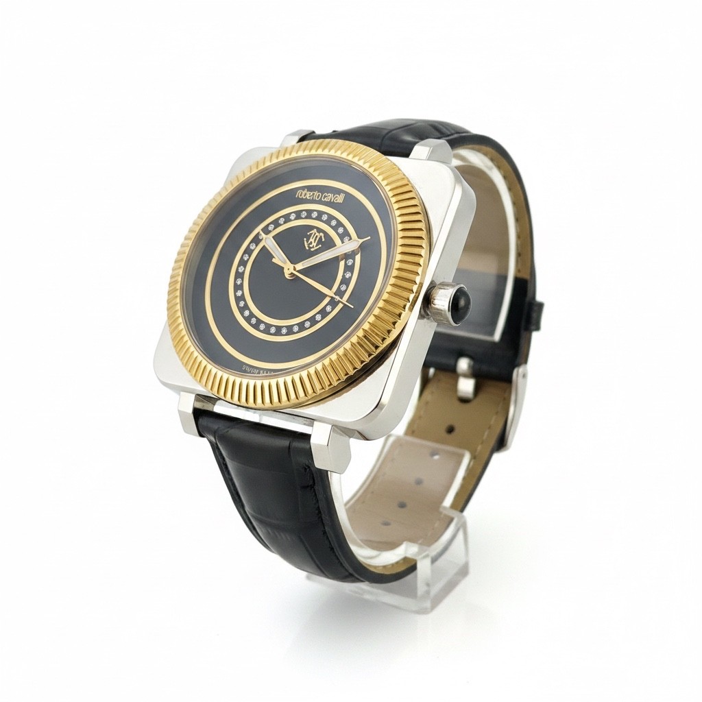 Roberto Cavalli Bohemienne RC 3H Black Dial Black Strap Watch – Free UK Delivery