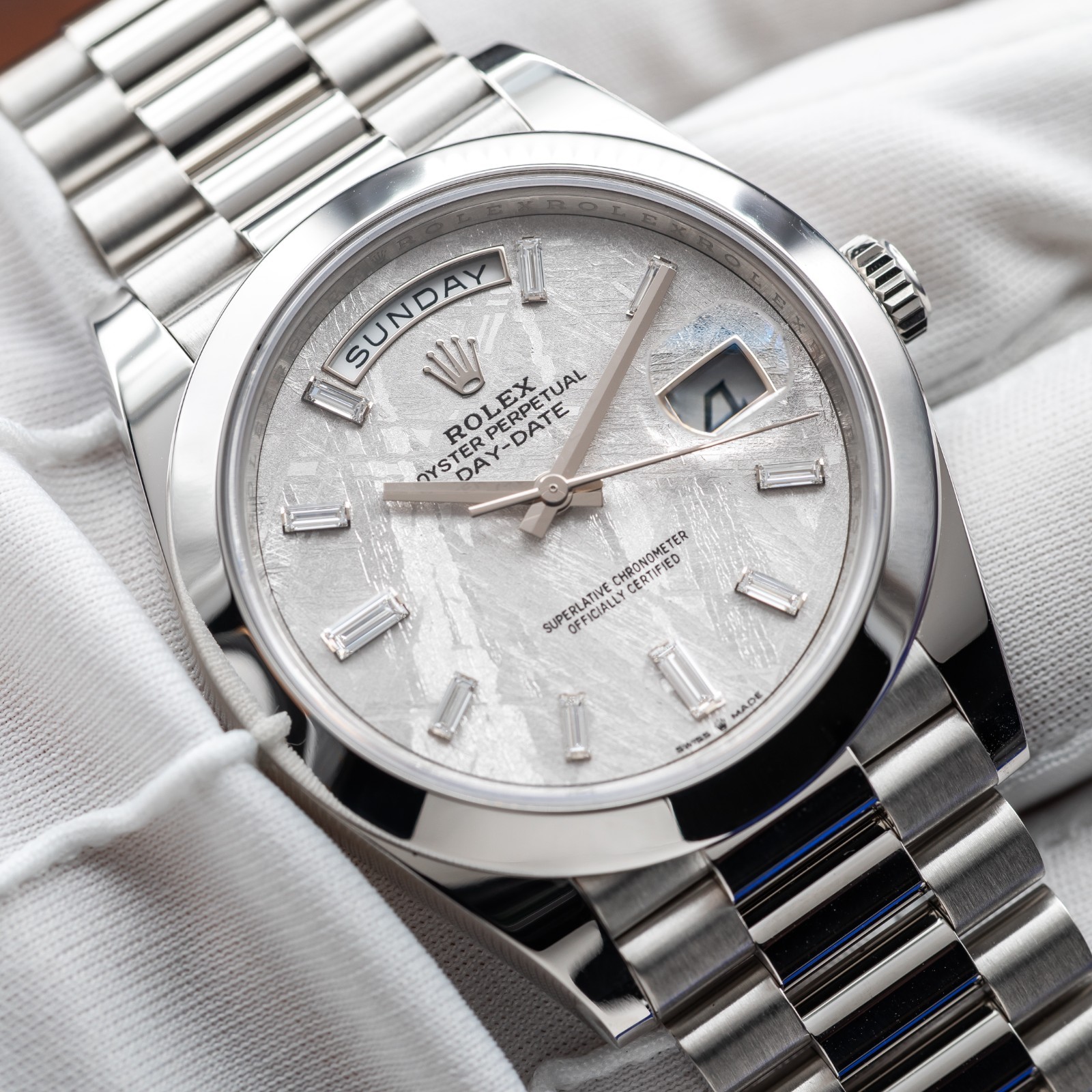 ROLEX Day-Date 40 Platinum President Meteorite Dial 228206