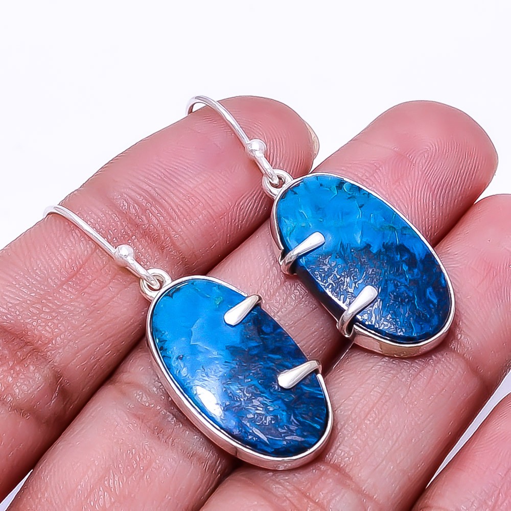Shattuckite -Arizona 925 Sterling Silver Earring 1.56″ E20, Christmas Gift