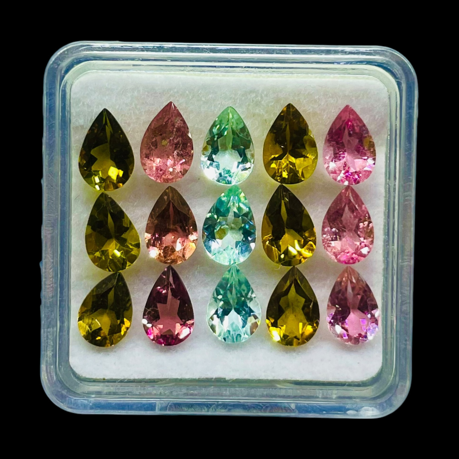VVS 15 Pcs Natural Multi Tourmaline 6x4mm Pear Cut Top Quality Loose Gemstones