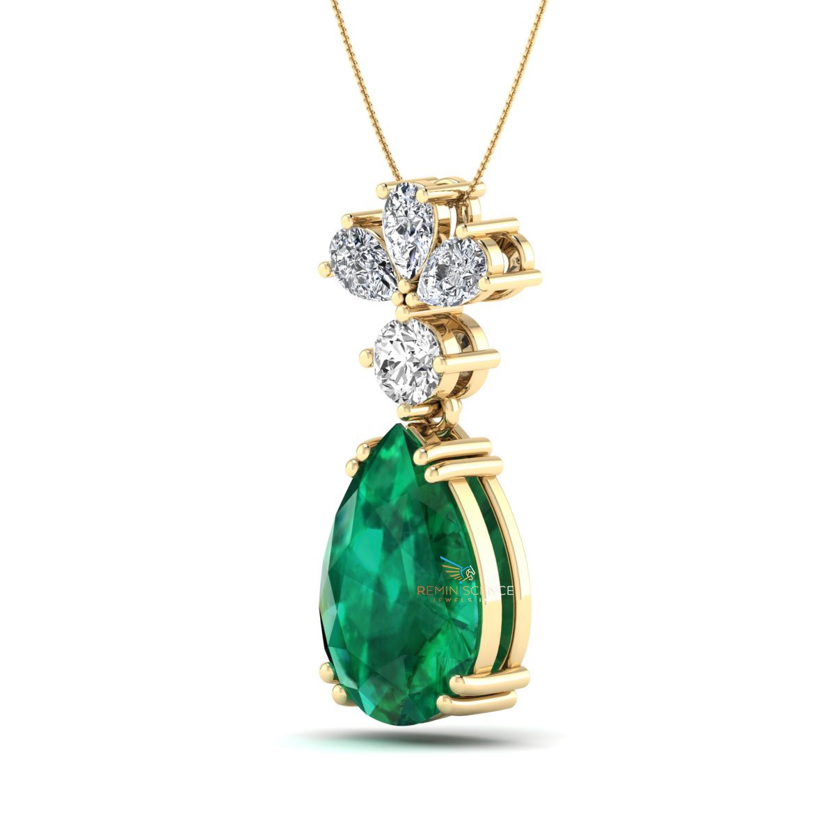 Pear Cut Lab Grown Diamond 14K White Gold Stylish Teardrop Women’s Necklace