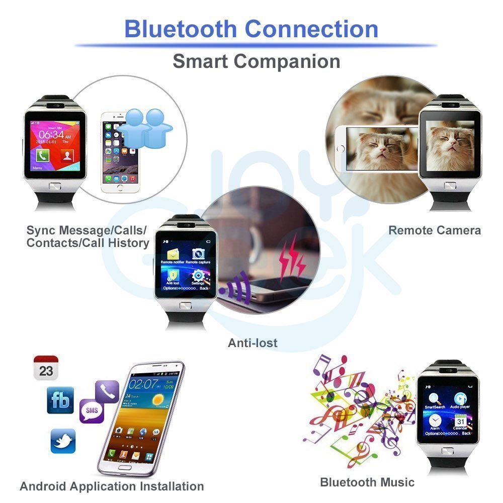 Touch Screen Bluetooth Smart Wrist Watch Phone SIM Card Slot Music Fitness Track