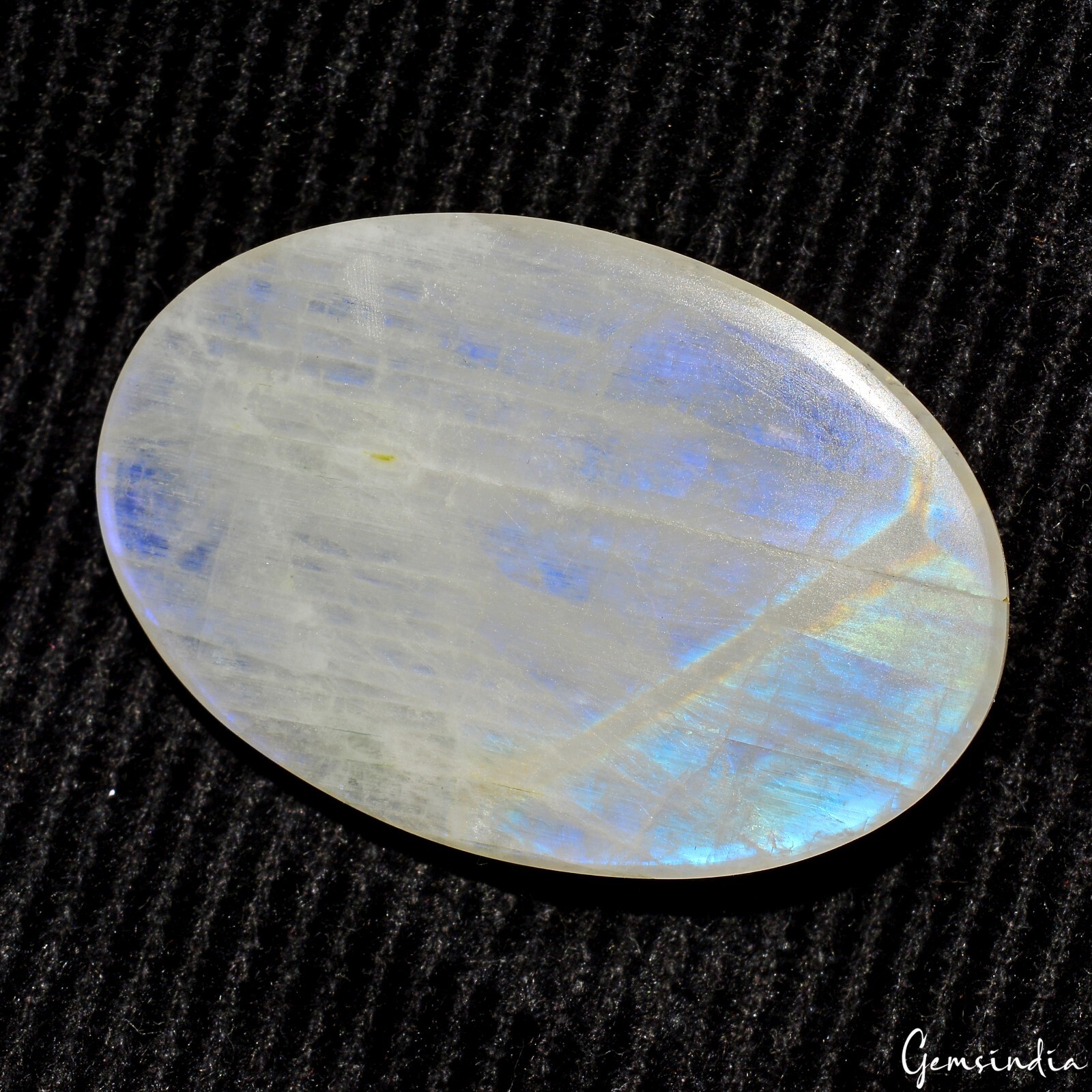 50.90 Ct Natural Untreated Blue Shine Moonstone Oval Cabochon Certified Gemstone