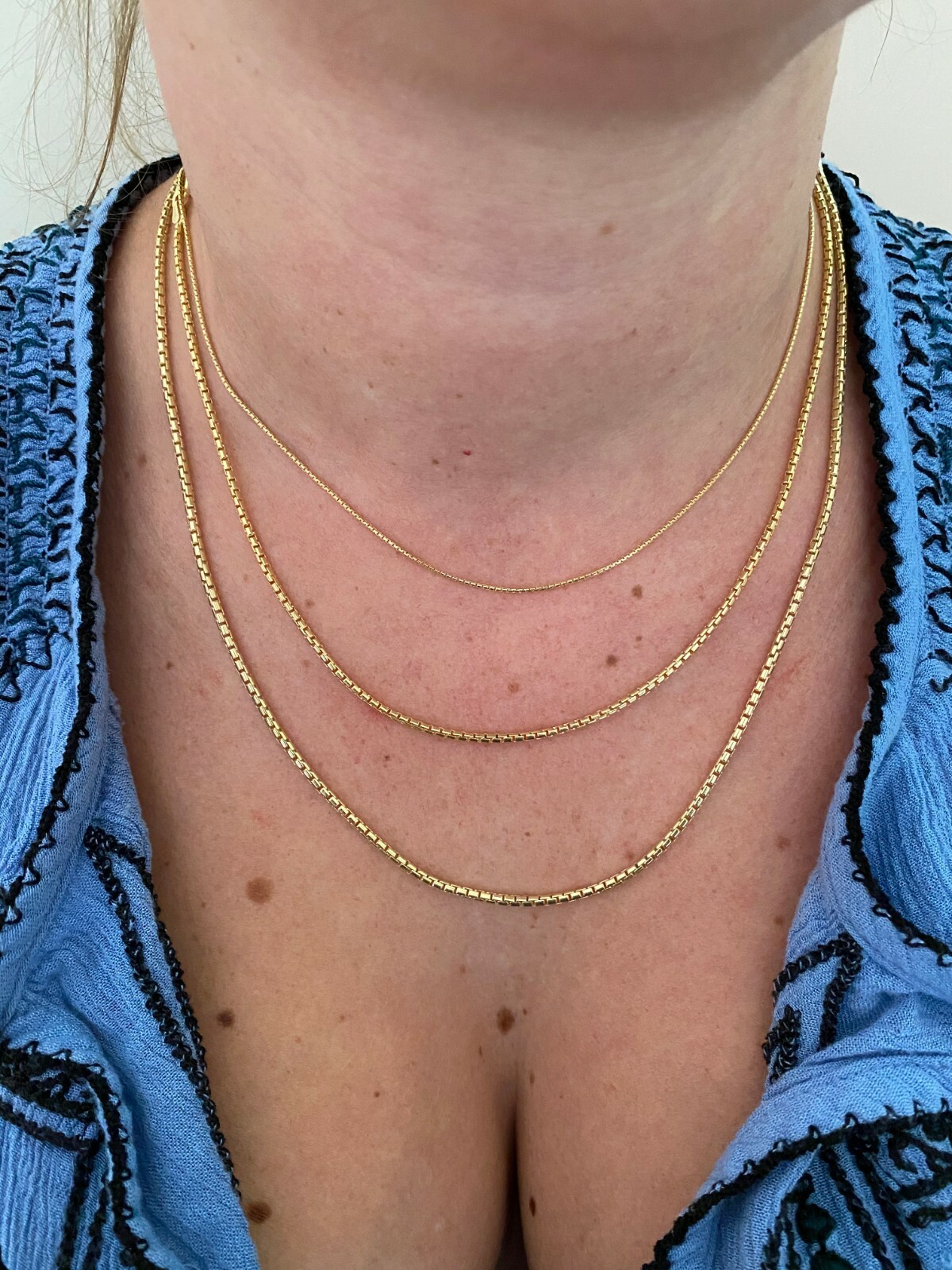 14k Gold Plated Solid 925 Sterling Silver Rounded Box Chain Necklace Men Ladies