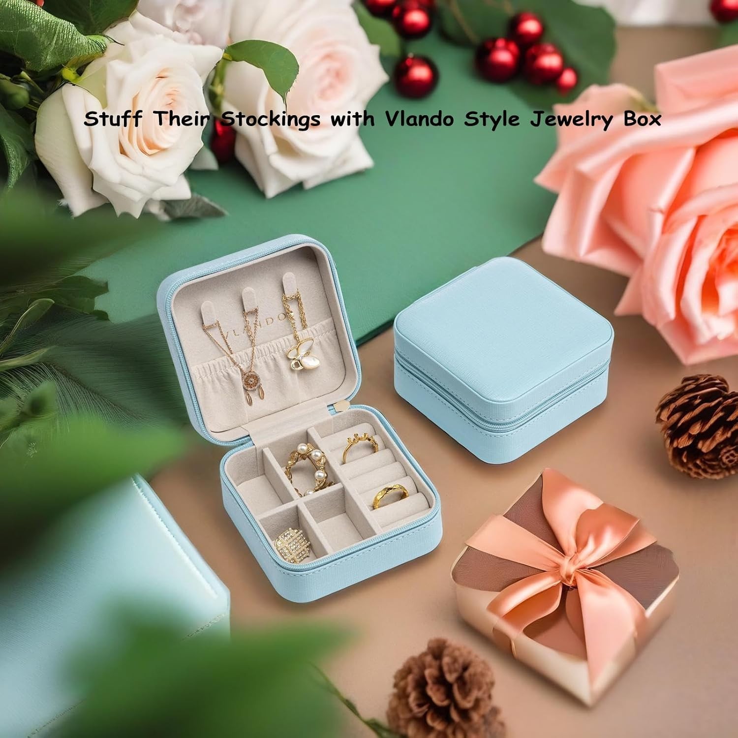 Small Travel Jewelry Box Organizer Display Case for Girls Women Gift Rings Ea…