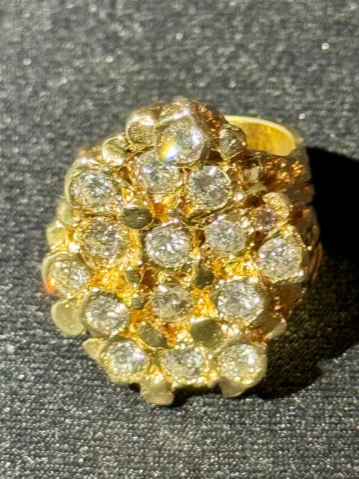 Men’s 14K Gold Diamond ‘ELVIS’ Ring Clarity is SII-II Color is G-H 3.10 carats
