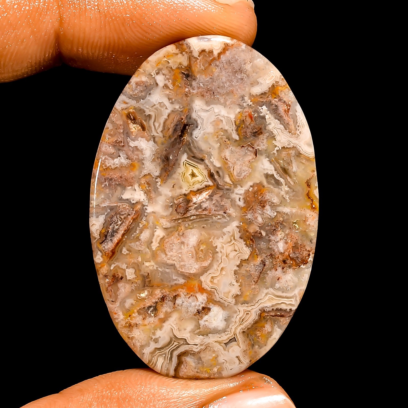 Natural Crazy Lace Agate Cabochon Loose Gemstone For Pendant 50.5 Ct 41X27X5 mm