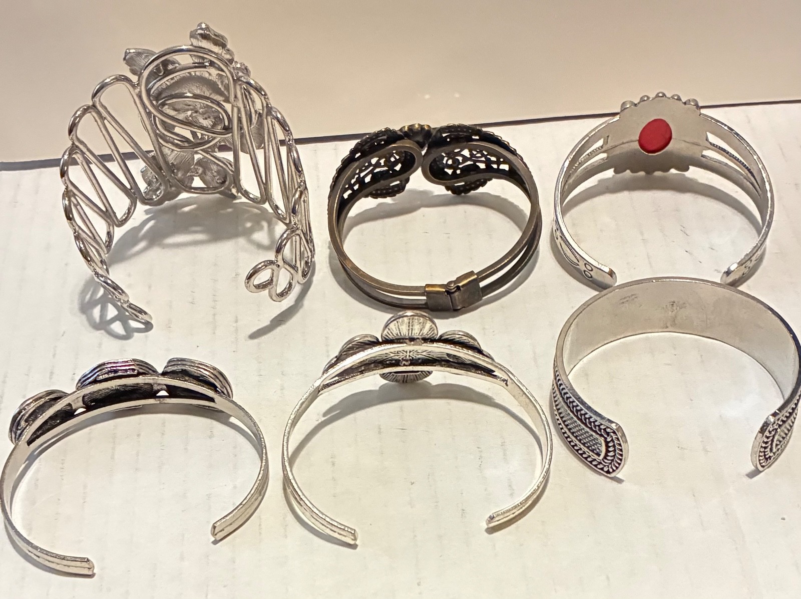 6 Fashion Cuff Bracelet Silver Tone