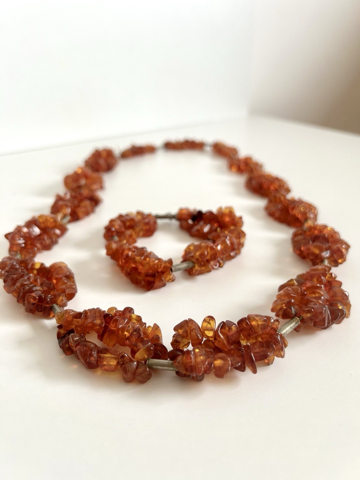 1980 amber set 3.9 oz box tag Daile Klaipeda huge necklace and bracelet