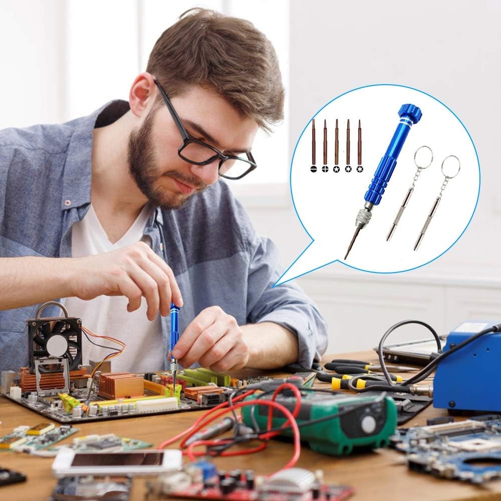 Eyeglass Repair Kit, 5-in-1 Multifunctional Precision Screwdriver Set (torxT5~T6