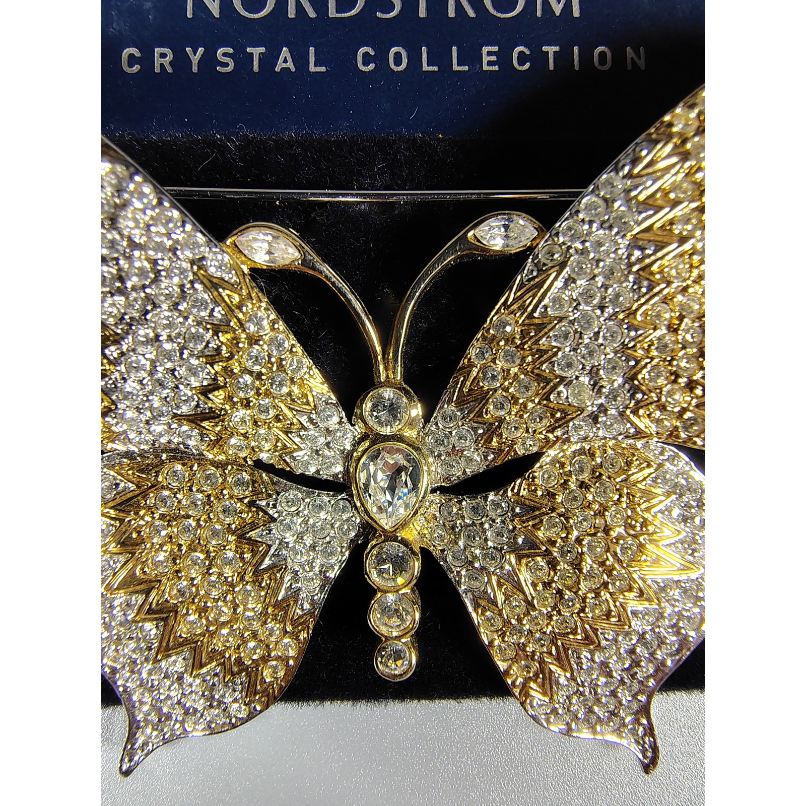 Vintage Nordstrom Crystal Collection Butterfly Brooch Pin 2.75″ – Rhodium Plated