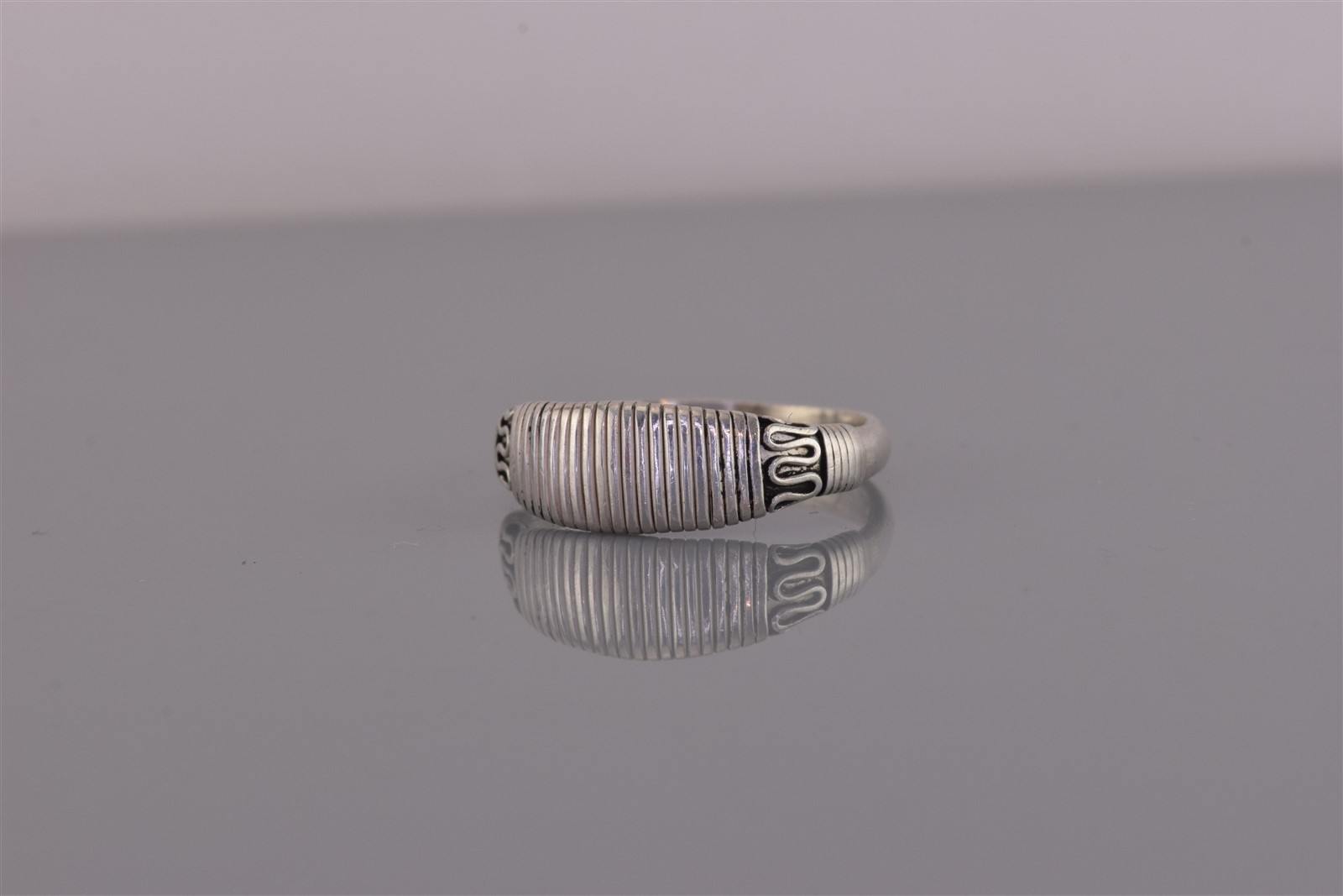 Sterling Silver 6mm Balinese Themed Looped Collar Wrapped Band Ring 925 Sz: 8