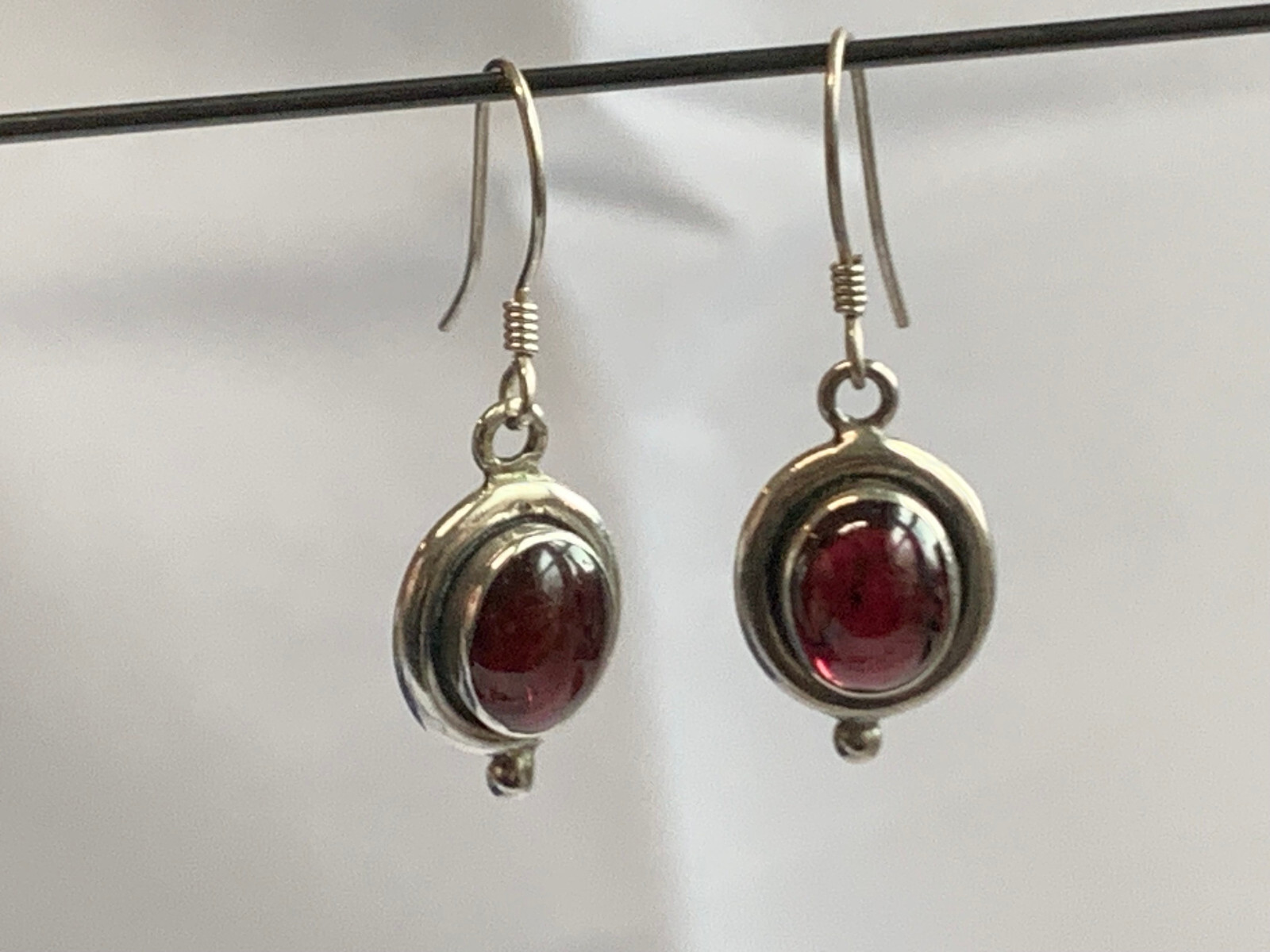 Sterling Silver Dangle Earrings 5.59g Fine Jewelry Dangle Garnet Color Stones