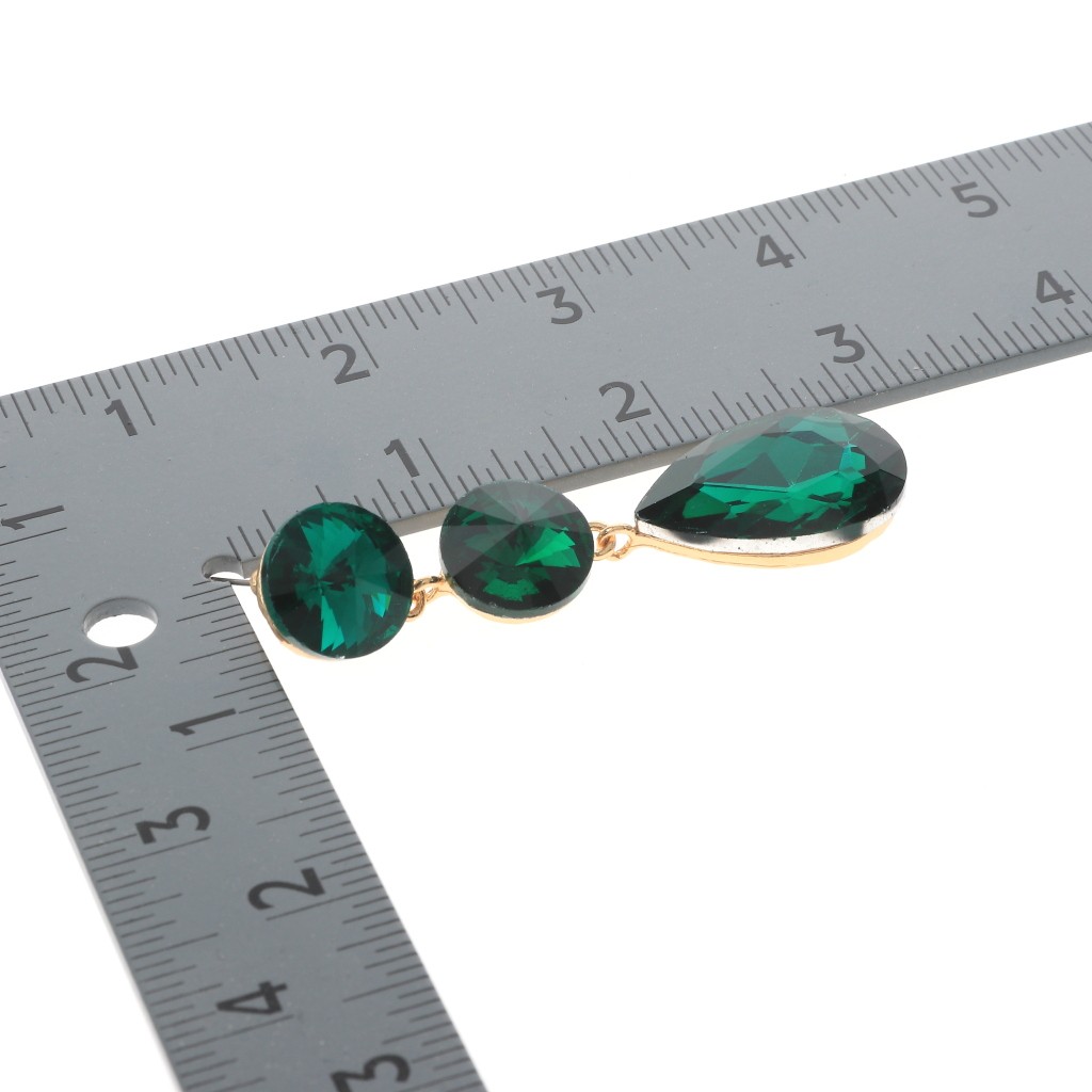 Gold Tone Alloy Metal Crystal Rhinestone Drop Post Earrings ER2648-EME