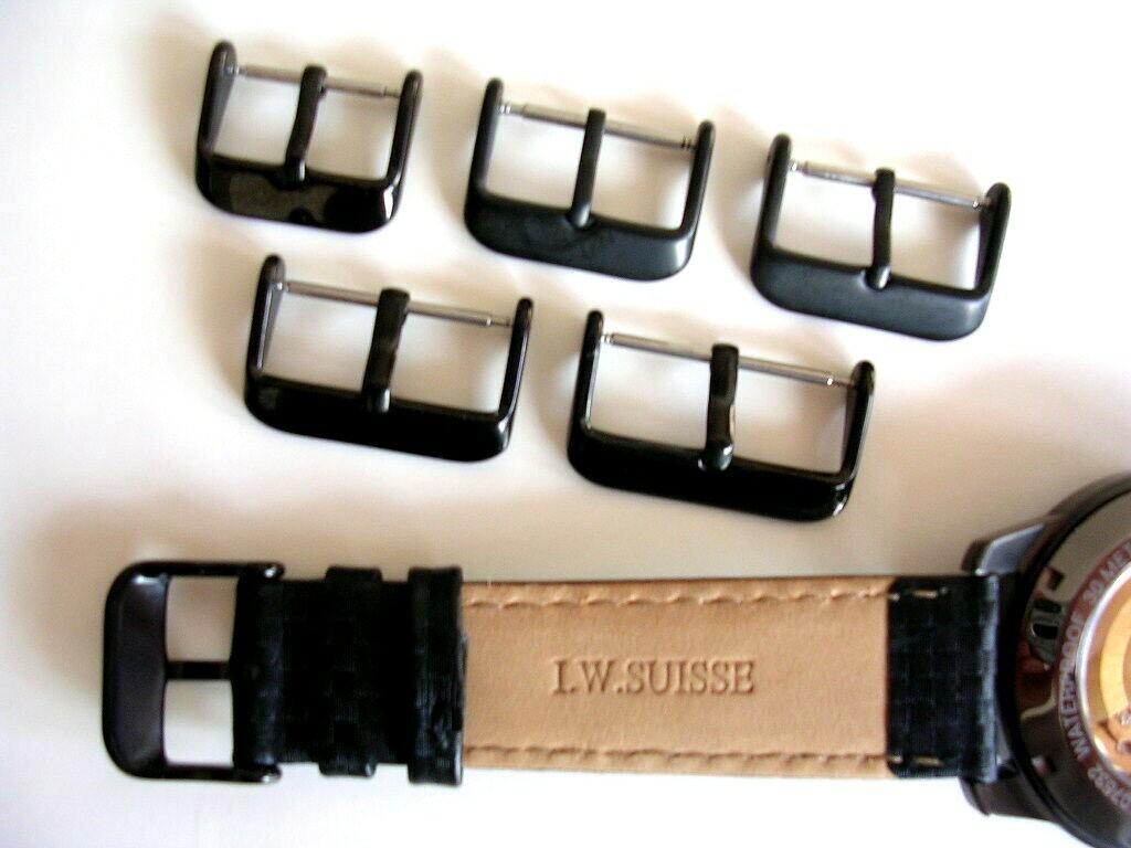 18mm Black PVD Buckle 316L SS Round Tongue Military sport IW SUISSE 20 22 24 26