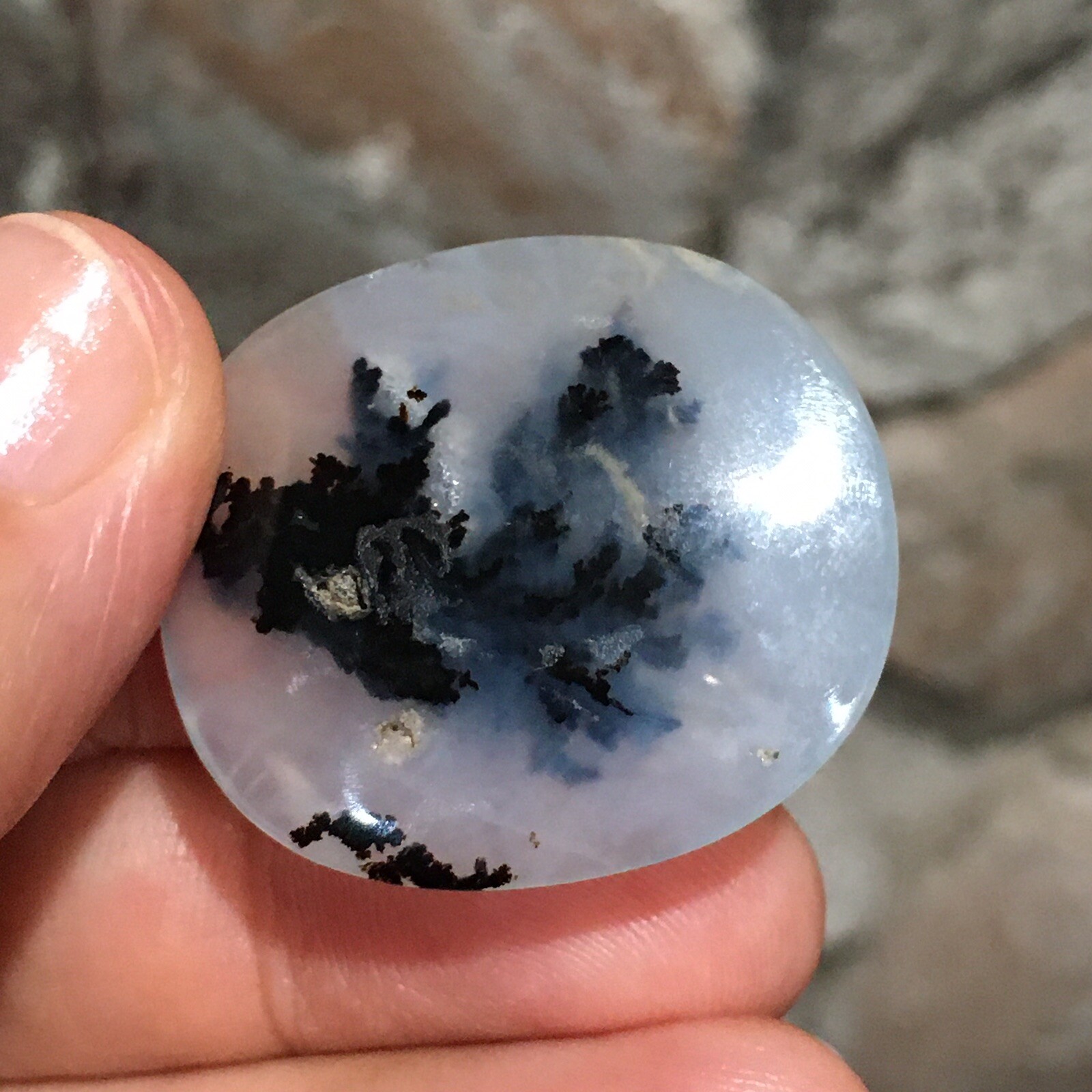 30.5x27x6mm Dendrite Agate Picture Cabochon Loose Stone