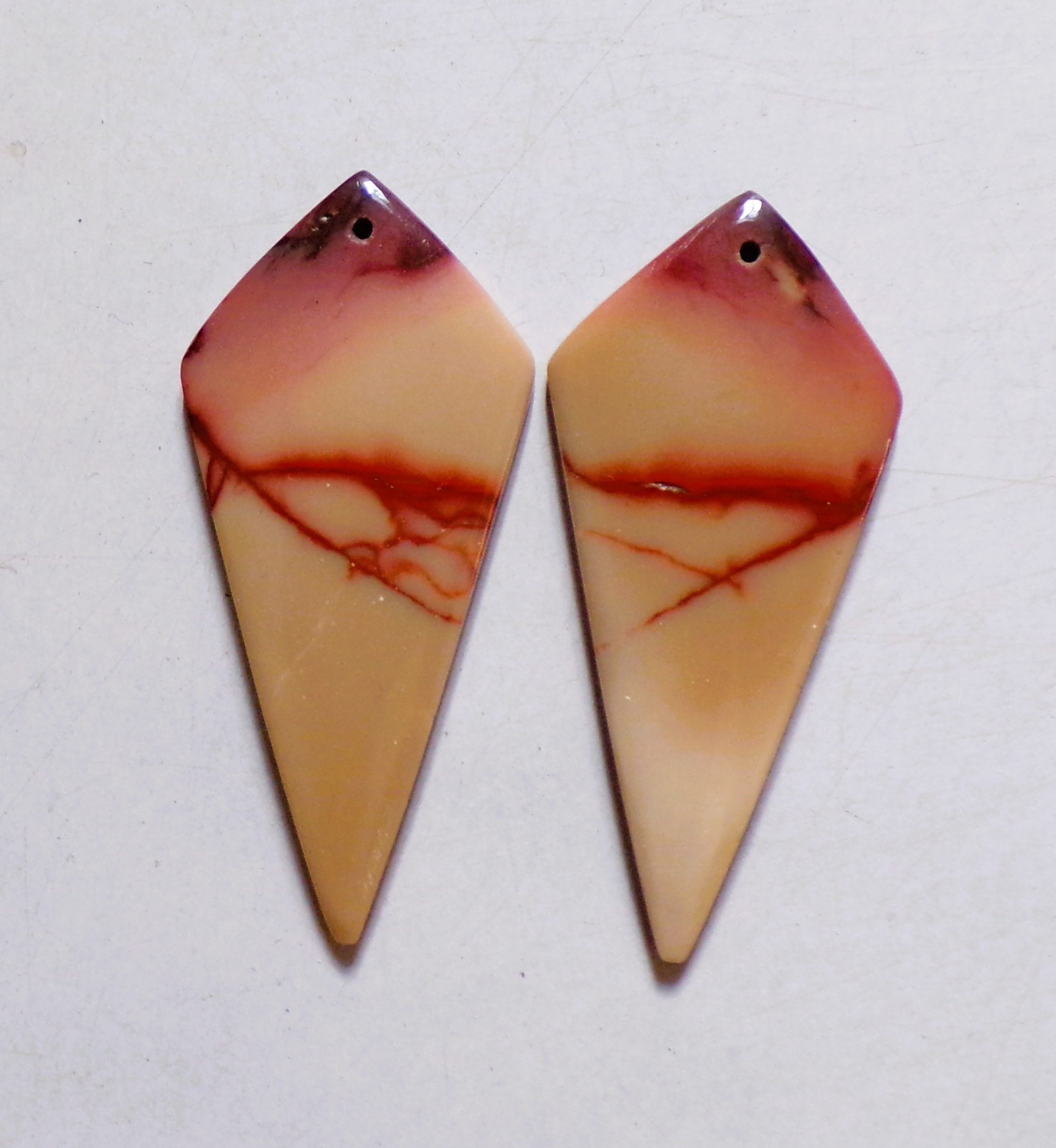 55.10 Cts Natural Mookaite Drilled Cabochon Match Pair Gemstone 49X22.4MM 41
