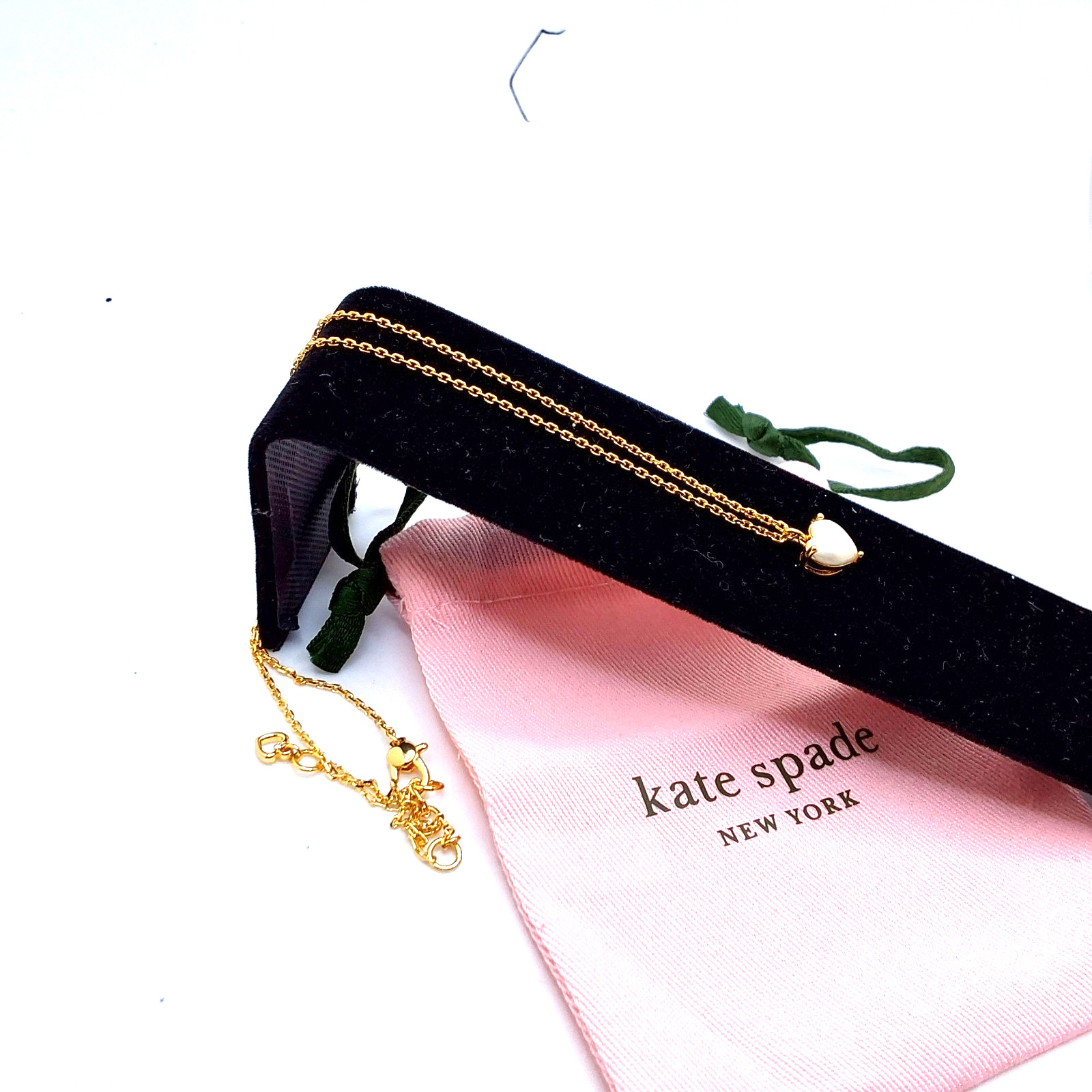 Kate Spade New York Elegant Gold Tone Pearl Heart Pendant Necklace