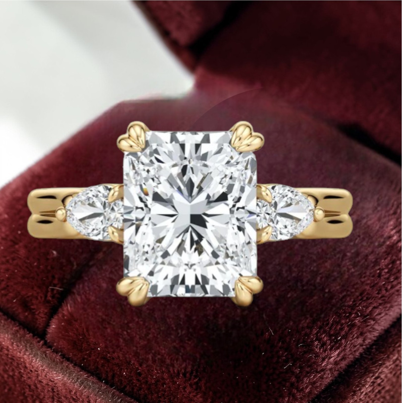 5.80 Ct Radiant IGI Certified Lab Grown Diamond Engagement Ring 14K Yellow Gold