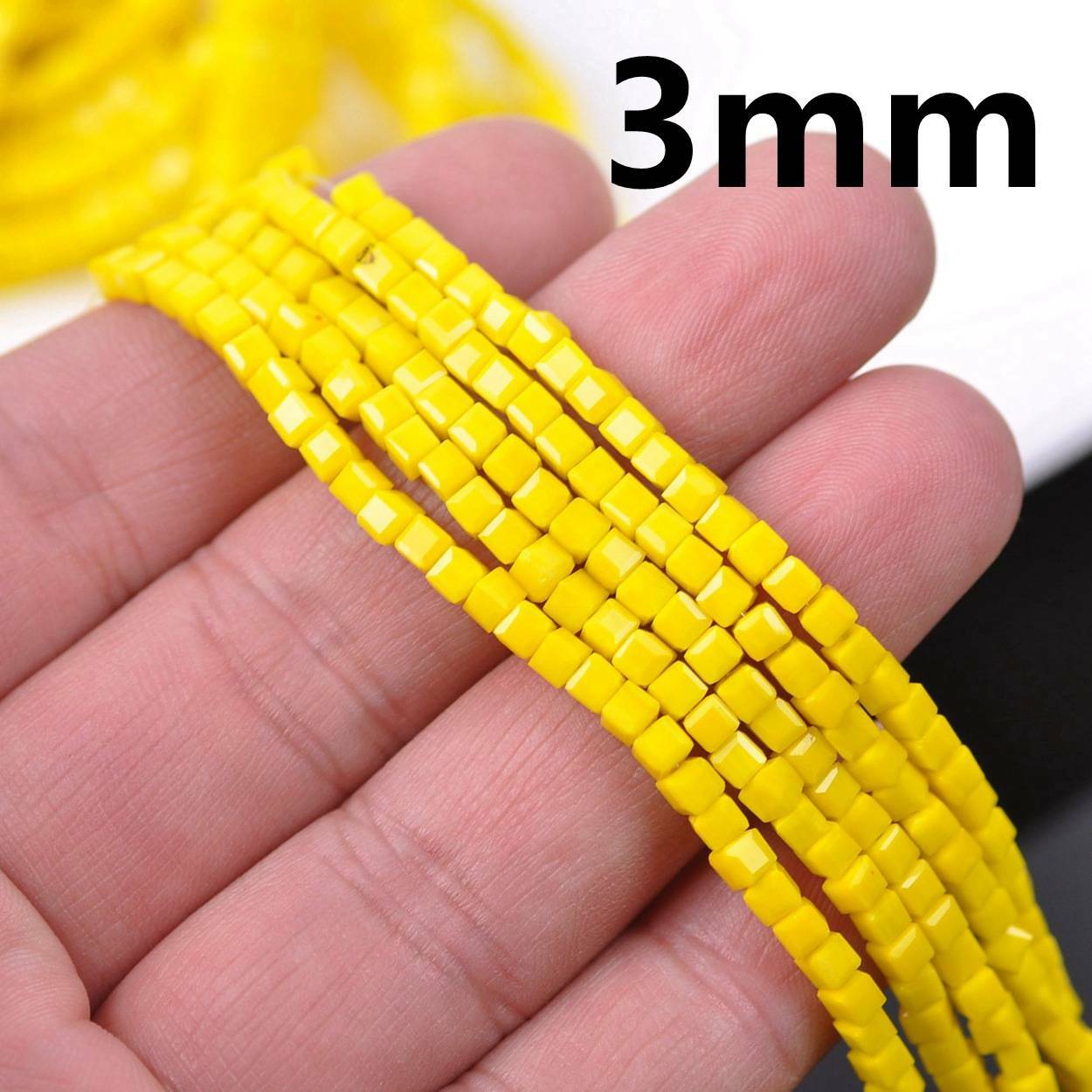 100pcs 3mm Cube Square Faceted Crystal Glass Loose Spacer Crafts Beads lot