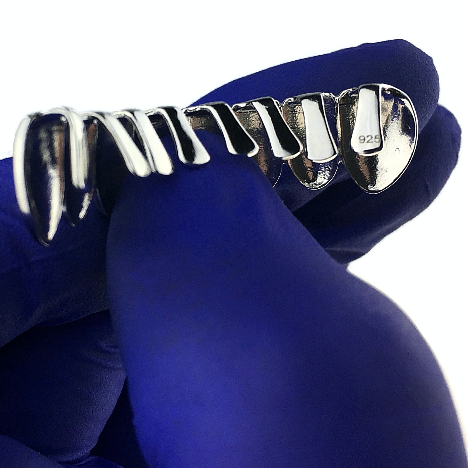 Solid Real 925 Sterling Silver Grillz 8 Bottom Teeth Eight Tooth Plain Grills